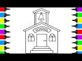 How To Draw A School | Coloring Pages For Children | Learn How To Draw