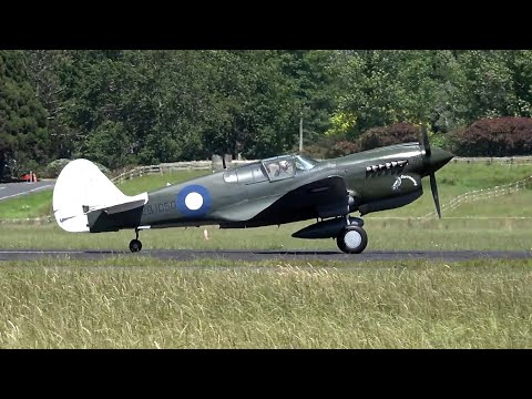 P-40 Kittyhawk IV takeoff & landing 🛩 Ardmore Airport, New Zealand