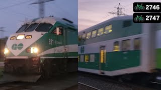 (2 Bike Coaches 2746 & 2747) GO 1986 (Niagara Excursion) - 621 With 307 At Grimsby 
