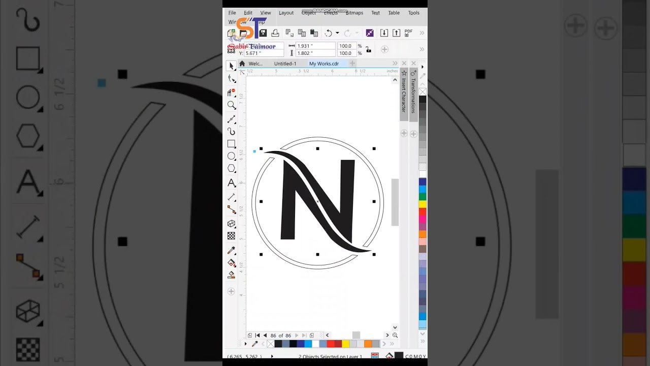 N Logo Design in CorelDraw | Sabir Taimoor 