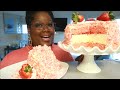 STRAWBERRY SHORTCAKE CHEESECAKE COOKING AND EATING