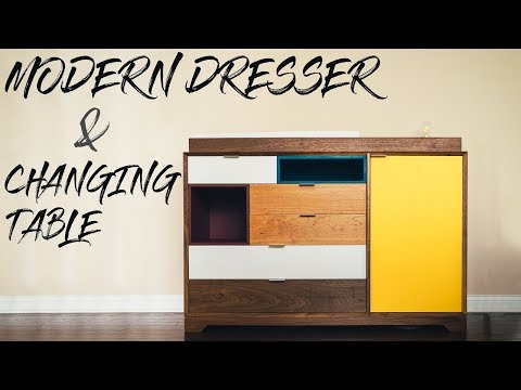 black dresser changing table combo