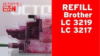 Refill Brother LC-3219 LC-3217 inkjet cartridge, ink chip replacement