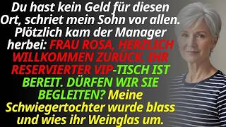 Im Restaurant nannten sie mich arm – bis der Manager sagte „Willkommen zurück, Frau Rosa