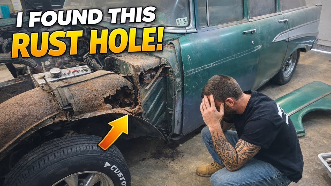 How Do You Fix THIS?! 1957 Chevy Rust Nightmare. Door hinge rusted away