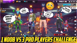 3 Random Grandmaster Player Call Me noob😠 i challenge them 1 v 3 custom room - GARENA FREE FIRE