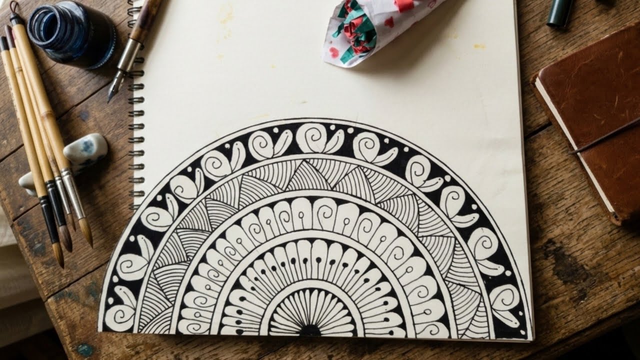 Artful Suman is live! mandala art! half circle ! black and white