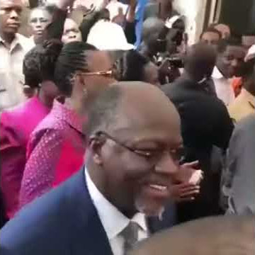 President John Magufuli enjoying the drums