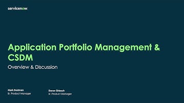 Application Portfolio Management & CSDM discussion Introducing the Enterprise Architecture Workspace