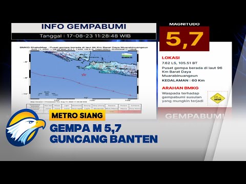 Gempa M 5,7 Guncang Barat Daya Muara Binuangeun Banten