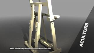 a pre-visualization of a simple easel design as interpreted from http://bengrosser.com/easel/plans/index.html.