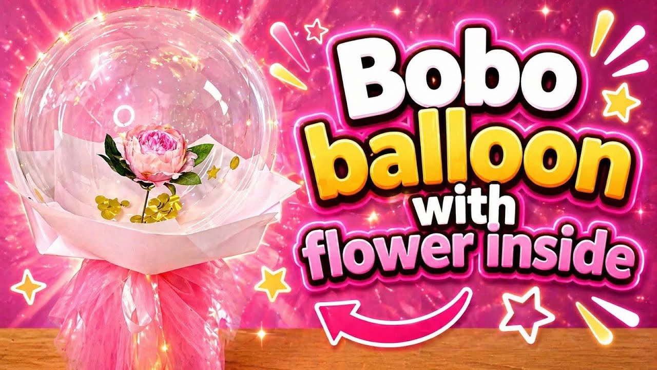 Bobo balloon with the flower inside - YouTube