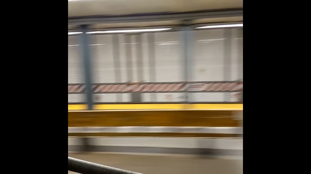 R142 (4) train going fast around the curve leaving Nevins Street