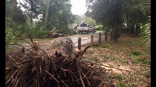 Debris left in Hilton Head Plantation, South Carolina neighborhood from Hurricane Dorian