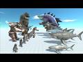 Mutant primates King Kong Team vs Shark Team - Animal Revolt Battle Simulator