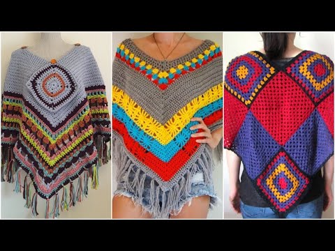 Woolen Shawls And Poncho Designs/Crochet Hand knitted Patterns For Triangleshawls