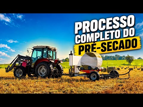 Complete pre-dried silage production. A day on the farm working with pre-dried silage.
