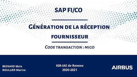 SAP - Transaction MIGO - Génération de la réception fournisseur
