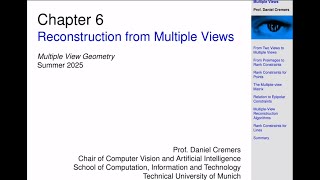 MVG - Lecture 11a: Reconstruction from Multiple Views (Part 2)