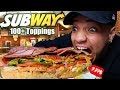 Ordering A SUBWAY SANDWICH With EVERY SINGLE Topping (100+Toppings) WONT BELIVE THE PRICE!!