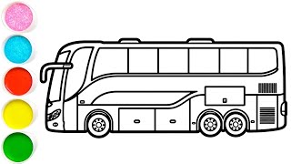 Let s draw a gorgeous passenger bus drawing painting and colouring for kids and toddlers