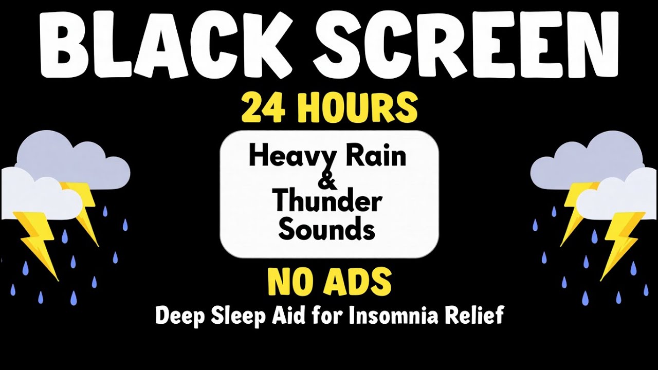 🔴 Heavy Rain and Thunder Sounds for Sleeping – Black Screen | Deep Sleep Aid for Insomnia Relief