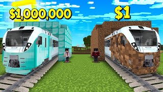 ถ้าเกิดว่า!! บ้านรถไฟ คนรวย $1,000,000 เหรียญ VS บ้านรถไฟ คนจน $1 เหรียญ - (Minecraft)
