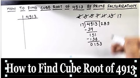 How to Find Cube Root of 4913 / 4913 cube root by prime factorization / Prime Factors of 4913