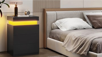 How to Install | Sikaic Nightstand With Sliding Top Charging Station And LED Lights