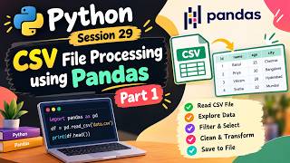 Pandas | CSV File Processing Using Pandas in Python | Part 1 | Python Session 29