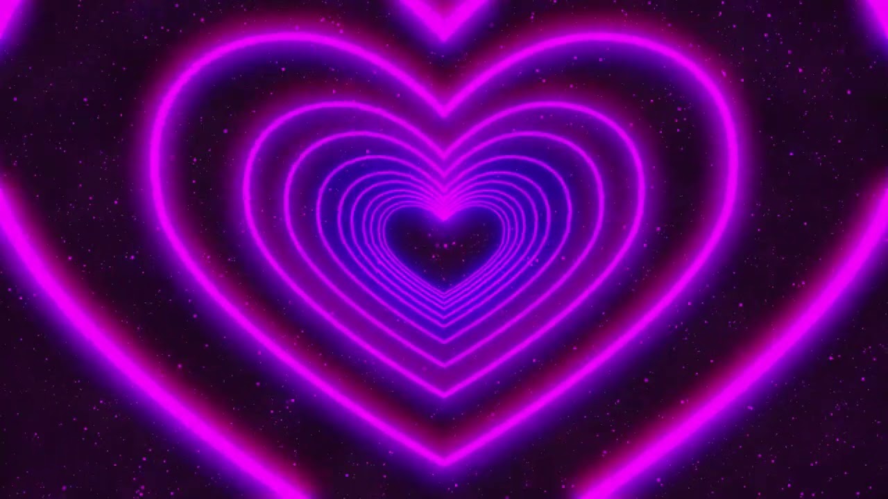 4K Neon Glow Heart Tunnel | Love Tunnel Loop | Animated Background