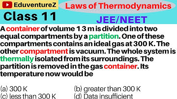 A container of volume 1 3 m is divided into two equal compartments by a partition. One of these comp