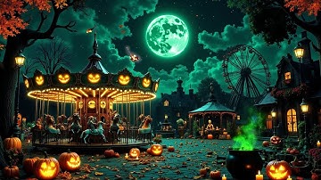 Haunted Amusement Park 🎃 Spooky & Cozy Halloween Ambience 👻 Best Relaxing Halloween Playlist Music