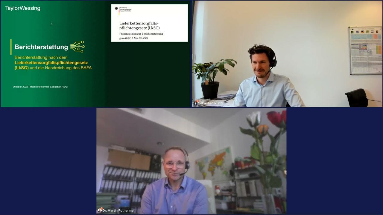 Berichterstattung nach dem Lieferkettensorgfaltspflichtgesetz (LkSG) und die Handreichung der BAFA