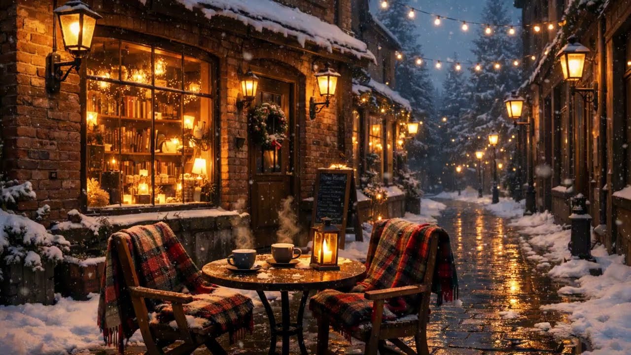 Cozy Winter Soft Piano ❄️ Relaxing Music with Snowy Night Ambience perfect for cozy winter nights