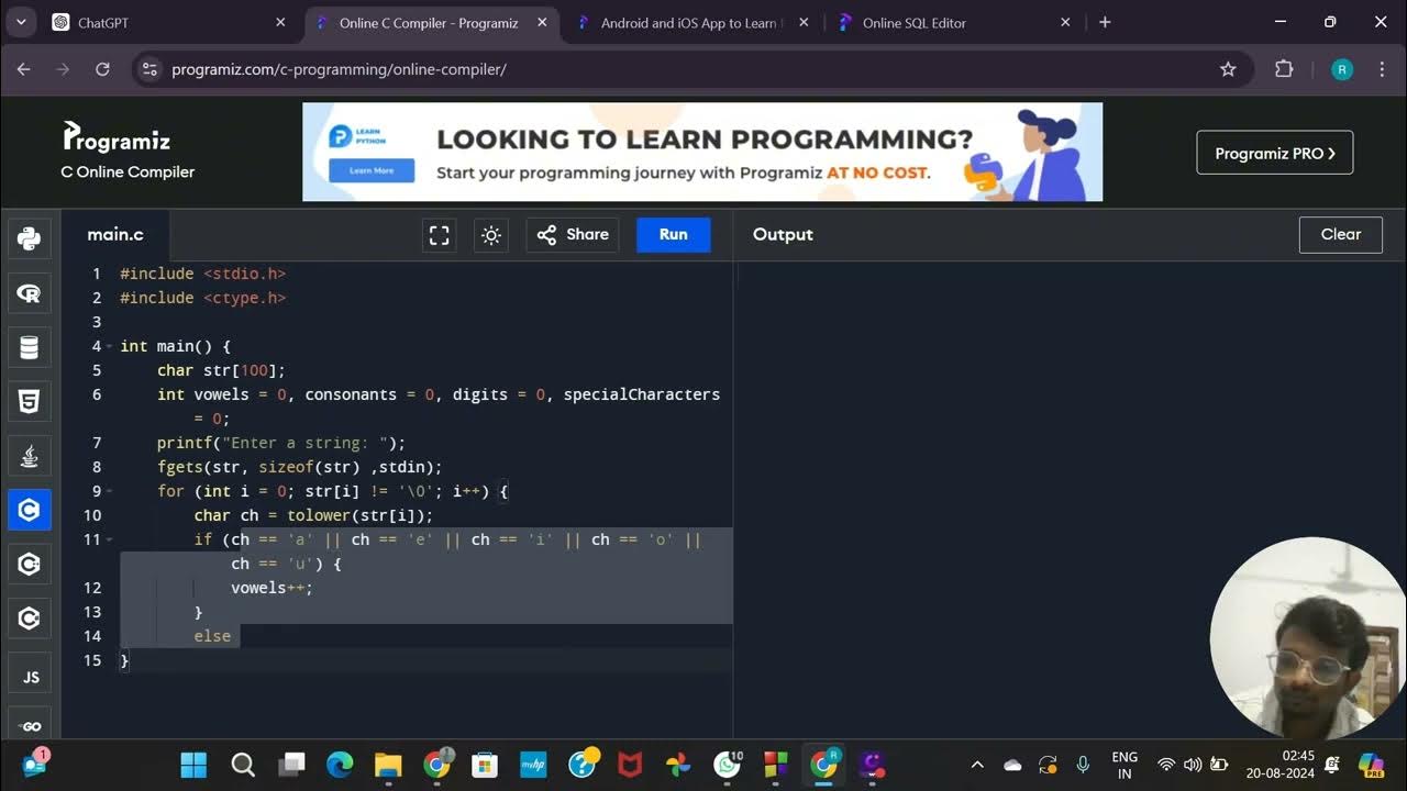 Write a C Program to count vowels, consonants, digits, special ...