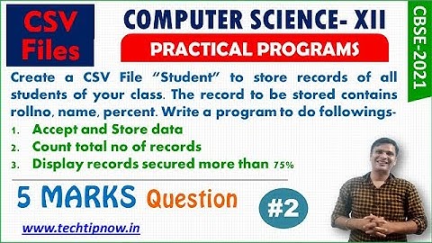 5 Marks CSV File Handling Most Important Question CS Class 12 | CSV Files Program Example  Part-2