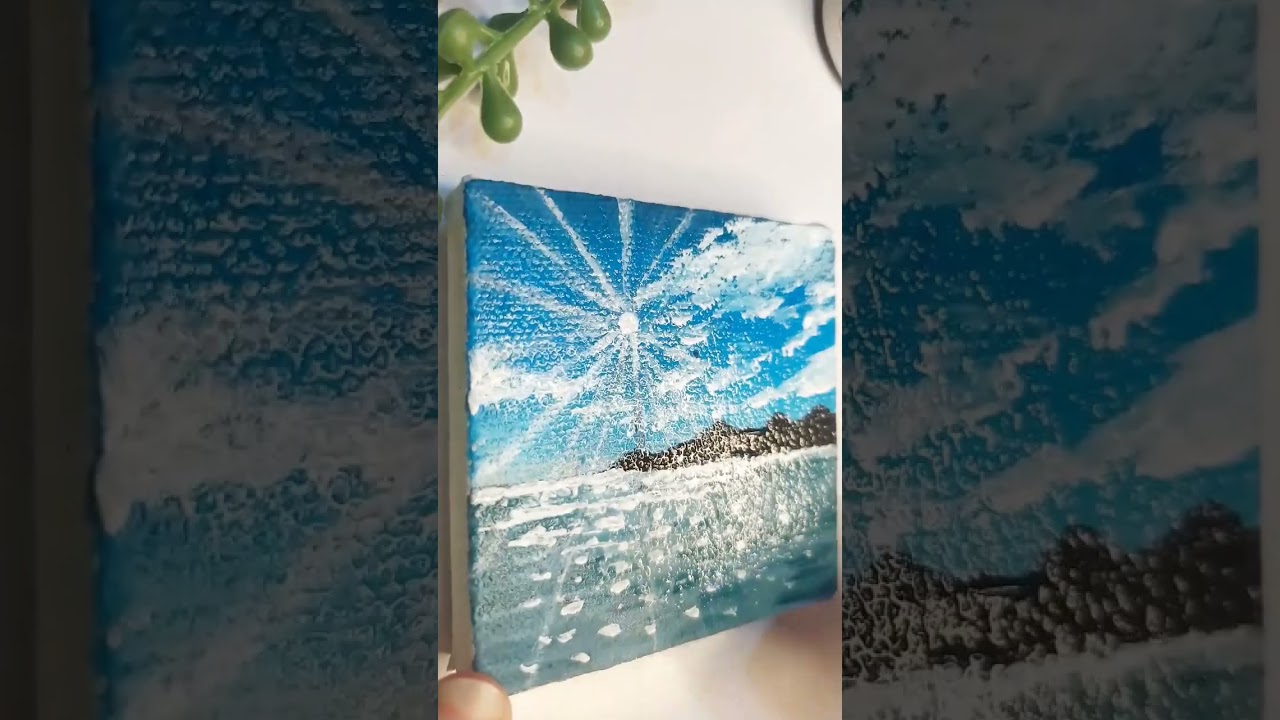 Super Easy 10 minute Mini Canvas Ocean Acrylic Painting 🌊 Paint