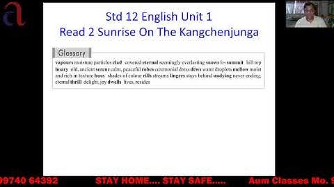 STD 12 ENGLISH UNIT 1 GLOSSARY