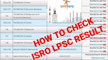 ISRO LPSC Result 2020 ISRO LPSC Recruitment Result 2020, ITI ISRO Naukri Shortlisted Candidates List