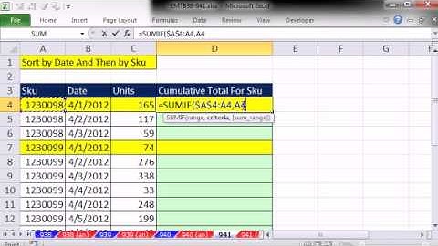 Excel Magic Trick 941: Running Totals That Adjust At Each Change In Sku Number In First Column