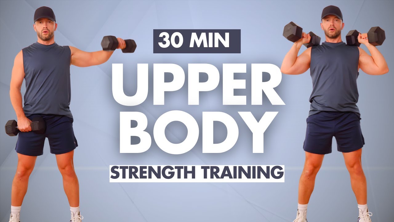 Силовая тренировка для верхней части тела | 30 минут с гантелями: грудь, спина, руки и пресс