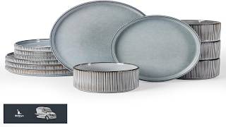 Famiware Star 12 Piece Stoneware Dinnerware Sets for 4 Reactive Glaze Plates