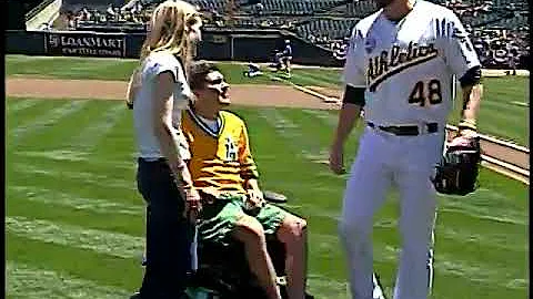 Corey Reich Throws 1st Pitch at Oakland A's with ALS