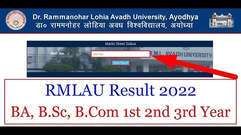 RMLAU Result 2022 (Out) BA BSc BCom 1st 2nd 3rd Year | Avadh University Results #rmlau_results
