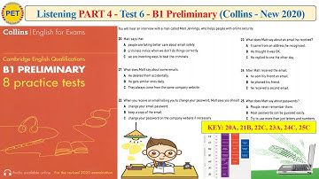 B1 Preliminary - Collins - Listening Part 4 Test 6 (2020 + Transcript + Key)