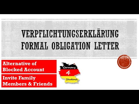 Verpflichtungserklärung | Alternative of Blocked Account for Student Visa |Formal Obligation Letter