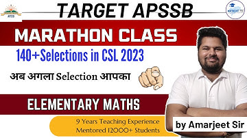 ELEMENTARY MATHS MARATHON CLASS 3 I APSSB CSL 2024 I APSSB EXAMS