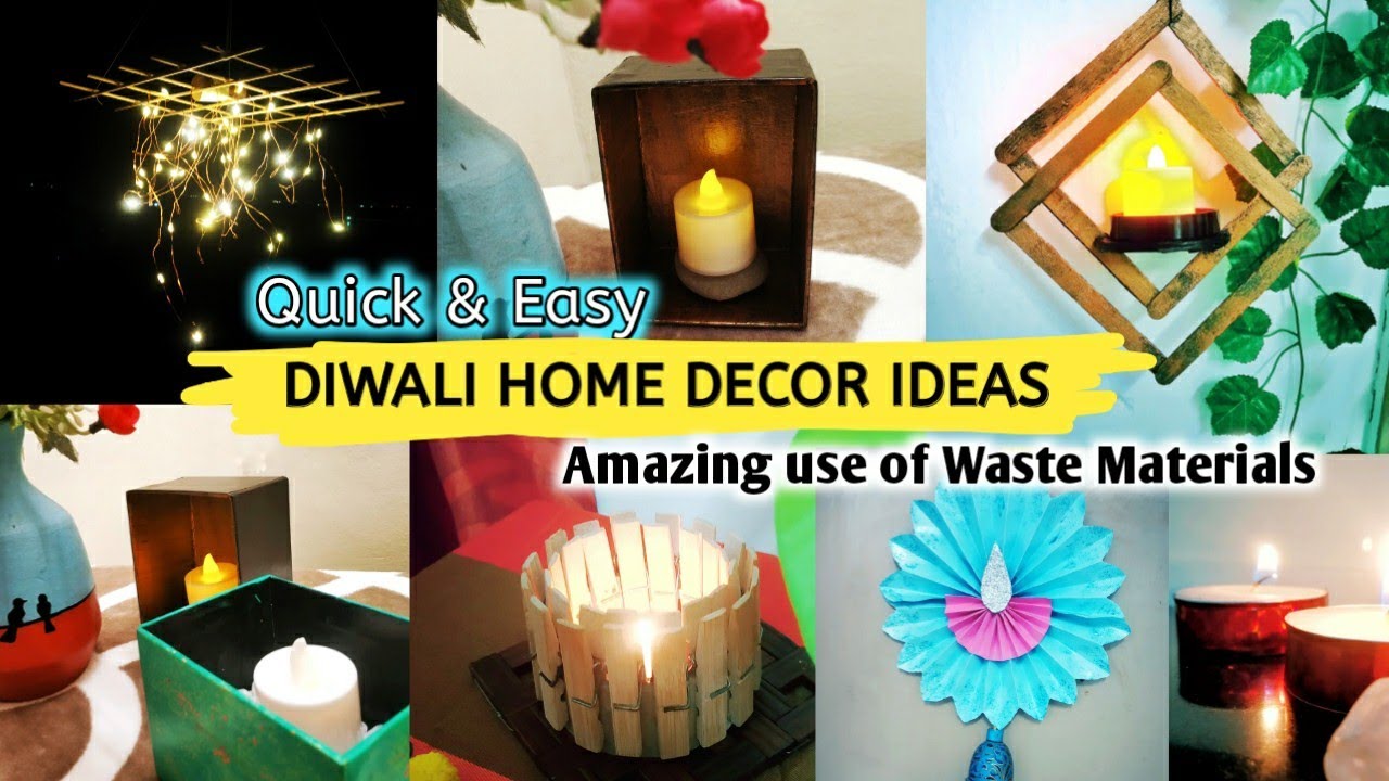 8 Amazing DIWALI HOME DECOR IDEAS with WASTE MATERIALS • Diwali ...