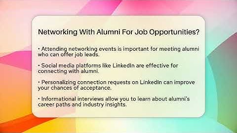 Networking With Alumni For Job Opportunities? - Job Success Network